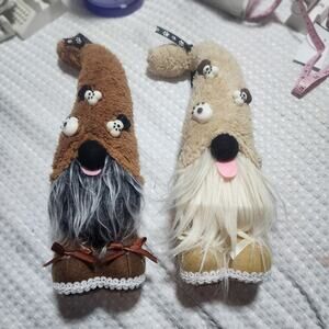 MAILIN EUC 2 PIECE DOG GNOMES PLUSH SCANDINAVIAN ORNAMENTS